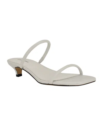 Calvin Klein Women's Limia Strappy Kitten Heel Sandals In White