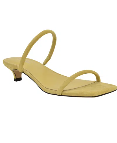 Calvin Klein Women's Limia Strappy Kitten Heel Sandals In Yellow Suede