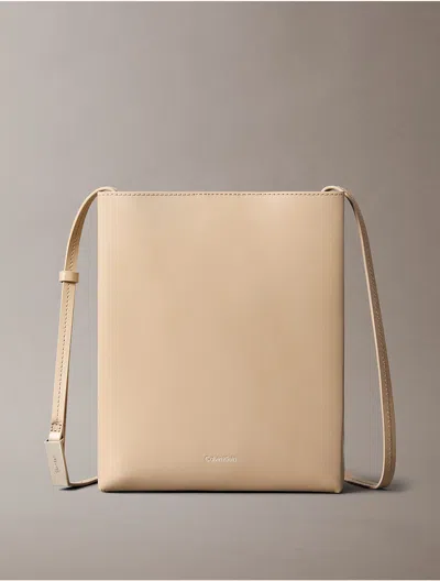Calvin Klein Women's Line Leather Crossbody Bag In Neutral