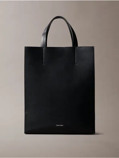 Calvin Klein Women's Line Leather Tote Bag In Black