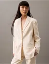 Calvin Klein Women's Linen Blend Blazer In Antique White