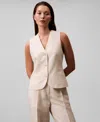 Calvin Klein Women's Linen Blend Button-front Vest