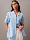 Calvin Klein Women's Linen Blend Camp Button-down Shirt