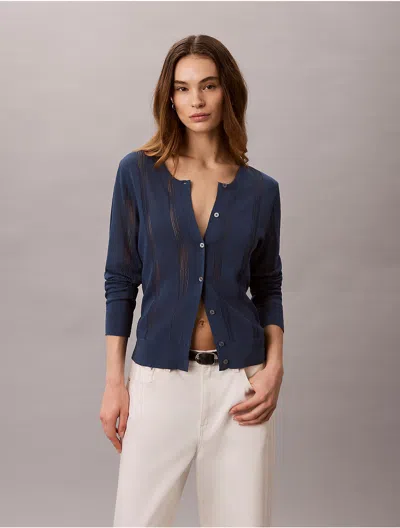Calvin Klein Women's Linen Blend Cardigan In Blue