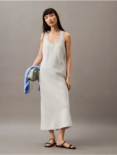 Calvin Klein Women's Linen Blend Casual Day Dress In Smoke