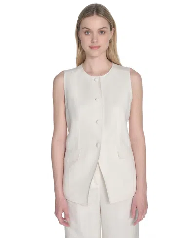Calvin Klein Women's Linen-blend Collarless Vest