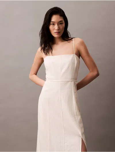 Calvin Klein Women's Linen Blend Dress In Antique White