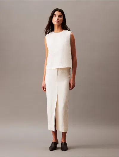 Calvin Klein Women's Linen Blend Midi Skirt In Antique White