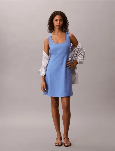 Calvin Klein Women's Linen Blend Mini Dress In Blue