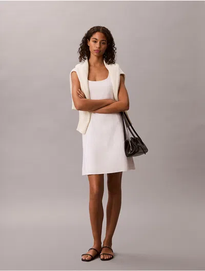 Calvin Klein Women's Linen Blend Mini Dress In White