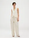 Calvin Klein Relaxed Linen Pleated Trousers In White