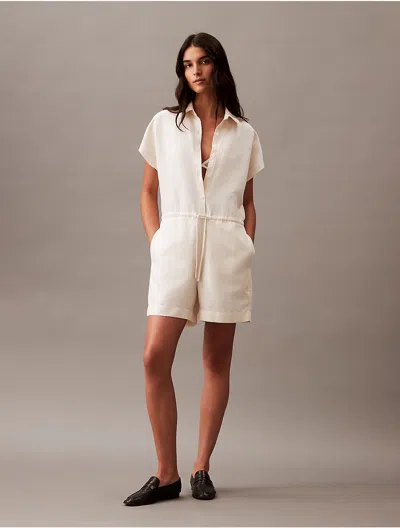Calvin Klein Women's Linen Blend Romper In White