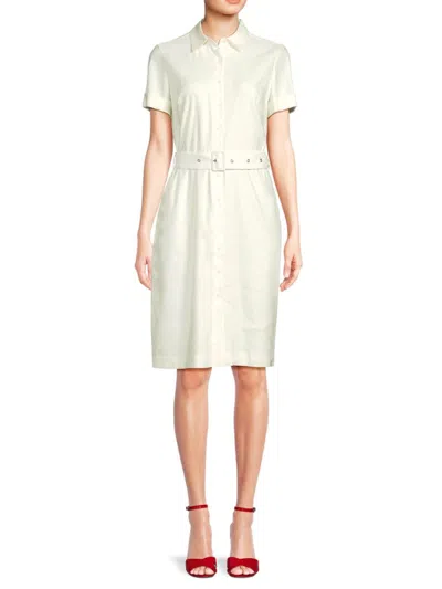 Calvin Klein Women's Linen Blend Shirtdress In Soft White