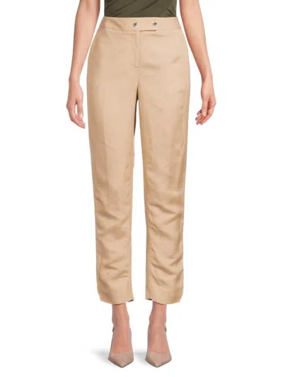 Calvin Klein Women's Linen Blend Straight Pants In Nomad