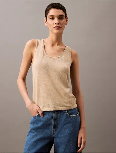 CALVIN KLEIN WOMEN'S LINEN BLEND SWEATER TANK TOP