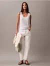 Calvin Klein Women's Linen Blend Sweater Tank Top In Ancient Water