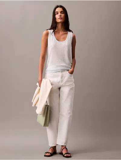 Calvin Klein Women's Linen Blend Sweater Tank Top In Ancient Water