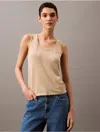 Calvin Klein Women's Linen Blend Sweater Tank Top In White Pepper