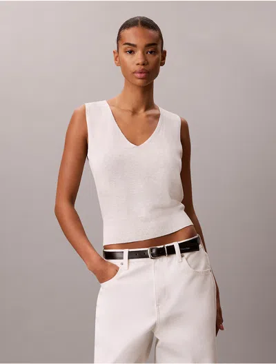 Calvin Klein Women's Linen Blend Tank Top In White