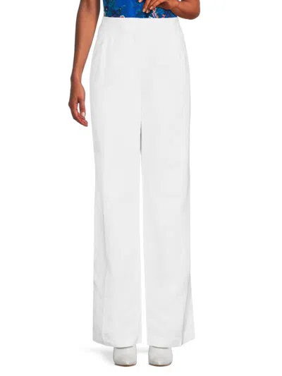 Calvin Klein Women's Linen Blend Wide Leg Pants In White