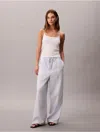 Calvin Klein Women's Linen Cotton Drawstring Pants In Gray