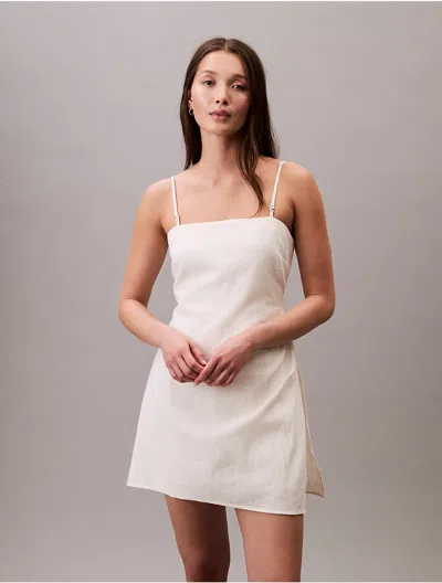 Calvin Klein Women's Linen Cotton Romper Dress In Neutral