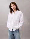 Calvin Klein Women's Linen Cotton Utility Relaxed Button-down Shirt