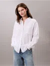 Calvin Klein Women's Linen Cotton Utility Relaxed Button-down Shirt In Brilliant White