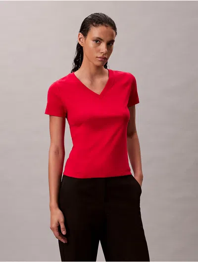 Calvin Klein Women's Liquid Cotton Relaxed V-neck T-shirt In Multi