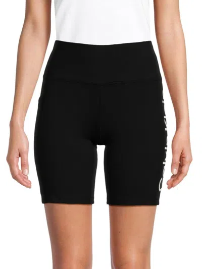 Calvin Klein Women's Logo Bike Shorts In Black White