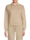 Calvin Klein Women's Logo Collared Pullover In White Pepper