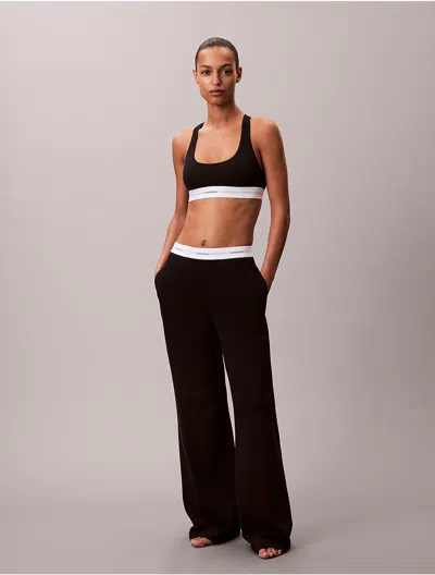 Calvin Klein Women's Logo Cotton Jersey Sleep Pant In Black