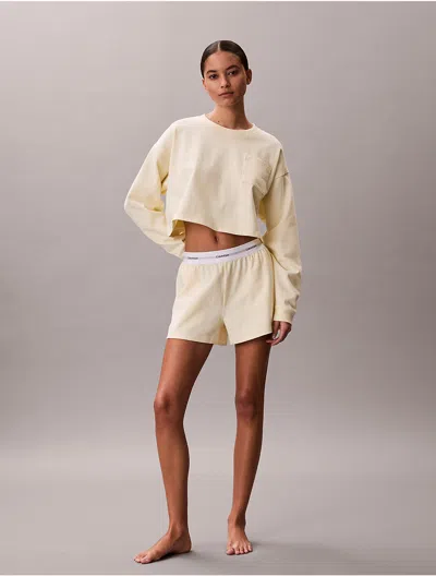 Calvin Klein Logo Waistband Jersey Shorts In Neutral
