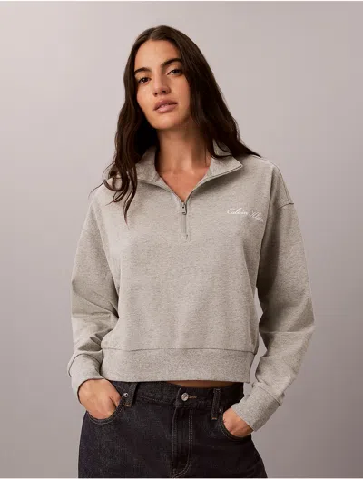 Calvin Klein Women's Logo Cotton Jersey Sleep Sweatshirt In Gray