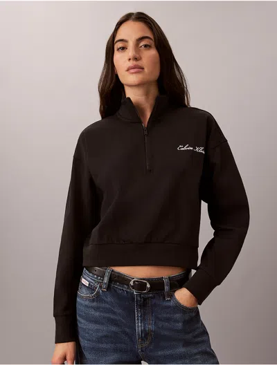 Calvin Klein Women's Logo Cotton Jersey Sleep Sweatshirt In Brown