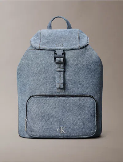 Calvin Klein Women's Logo Denim Mini Flap Backpack In Blue