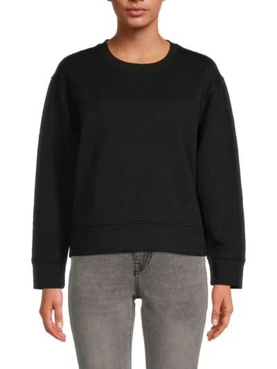 Calvin Klein Women's Logo Embroidery Sweatshirt In Black