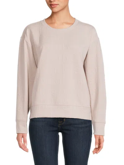 Calvin Klein Women's Logo Embroidery Sweatshirt In Neutral