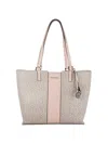 Calvin Klein Women's Logo Faux Leather Tote In Almond Pink