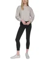 Calvin Klein Women's Logo Fleece Bubble Hem Top In White Pepp