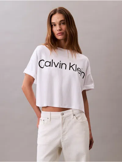 Calvin Klein Women's Logo Graphic Cropped Boxy T-shirt