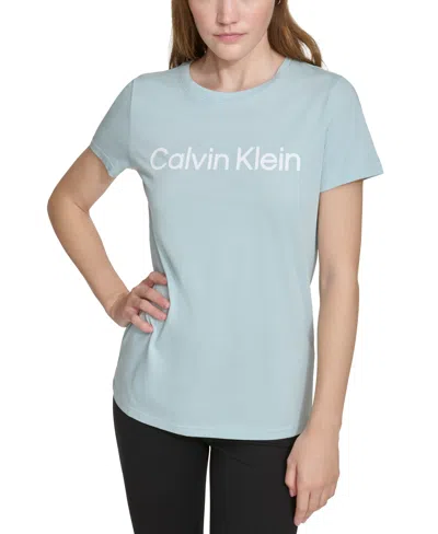 Calvin Klein Women's Logo Graphic Short-sleeve Top In Sea Level