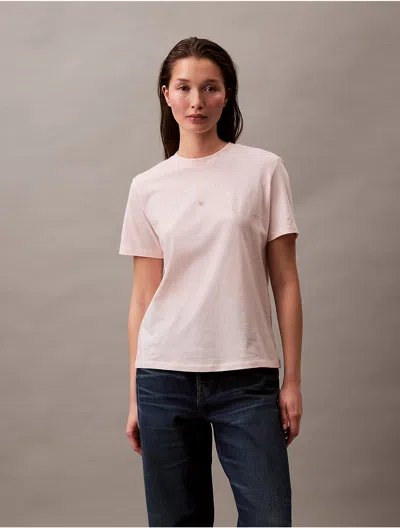 Calvin Klein Women's Logo Heart Graphic Classic T-shirt In Pearl