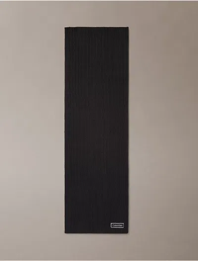 Calvin Klein Women's Logo Patch Rib Scarf In Black