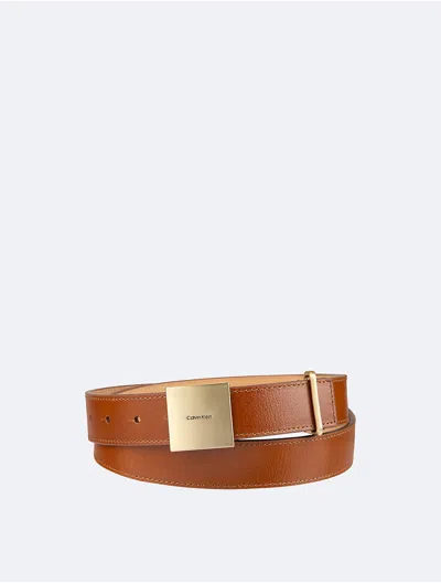 Calvin Klein Women's Logo Plaque Buckle Belt In Nuthatch