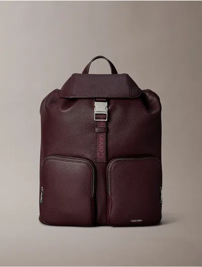 Calvin Klein Women's Logo Strap Flap Backpack In Fudge