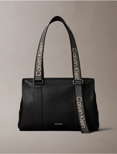 Calvin Klein Women's Logo Strap Tote Bag In Black
