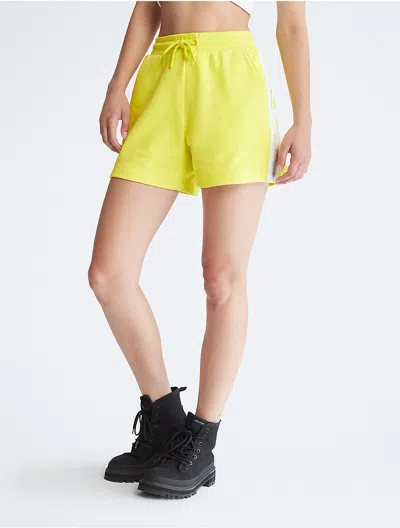 Calvin Klein Women's Logo Tape Drawstring Shorts In Acid Citrus