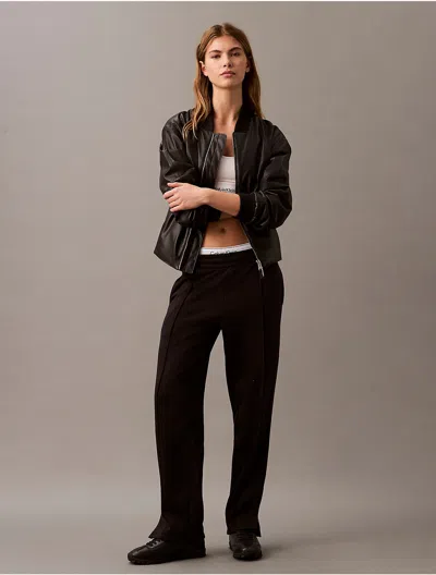 Calvin Klein Women's Logo Tape Fleece Joggers In Black Beauty