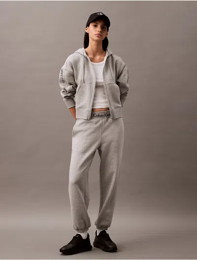 Calvin Klein Women's Logo Tape Fleece Joggers In Grey Heather